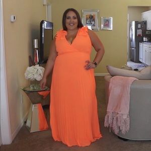 Bright orange maxi dress